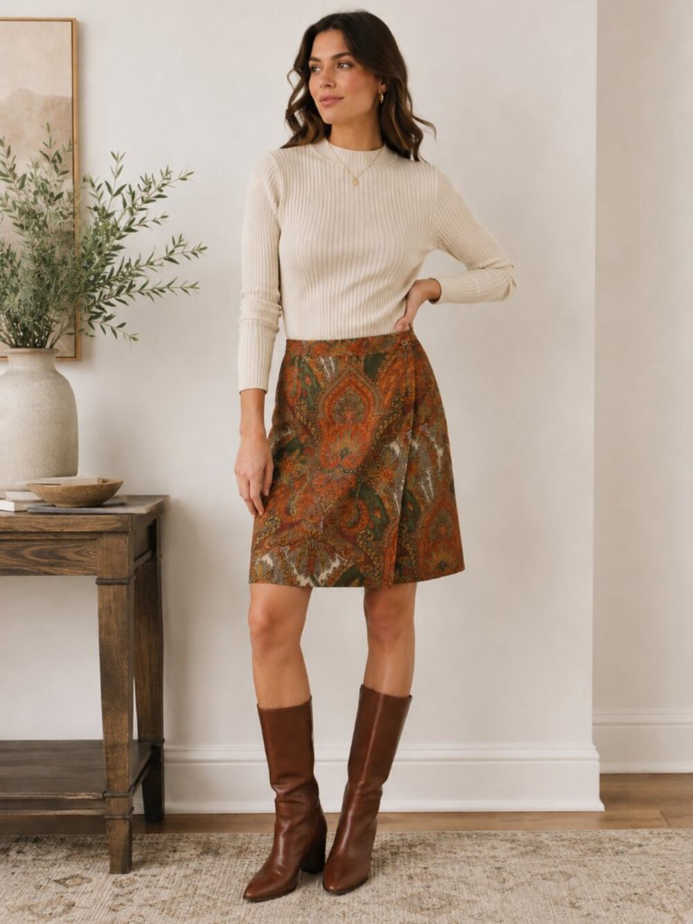 Carlisle VTG SZ 12 (Runs Small) 100% Wool Moody Wrap Style Pencil Skirt Lined
